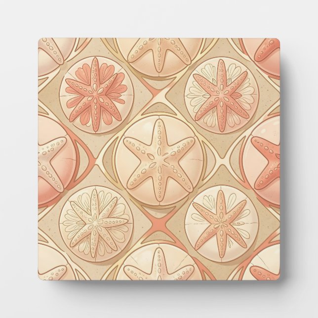 Peach Coral Starfish and Sand Dollar  Plaque (Front)