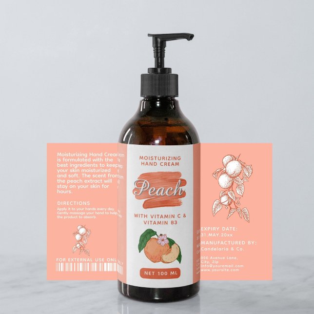 Peach Cosmetic Skincare Bottle Label (Creator Uploaded)