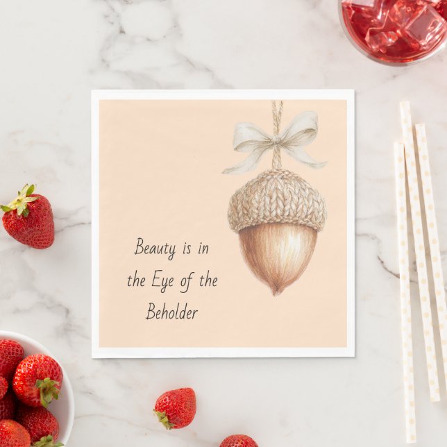Peach Cosy Hazelnut Cream Bow Napkin (Insitu)