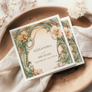 Peach Cream Bloom wedding Napkin