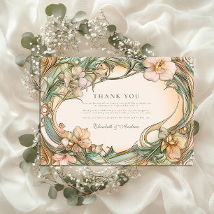 Peach Cream Bloom wedding Thank You Card