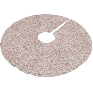 Peach Cream Blush Leopard Print Glitter Brushed Polyester Tree Skirt