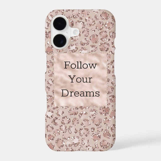 Peach Cream Blush Leopard Print Glitter      iPhone Case (Back)