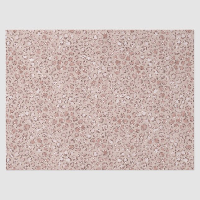 Peach Cream Blush Leopard Print Glitter        Tissue Paper (Front)