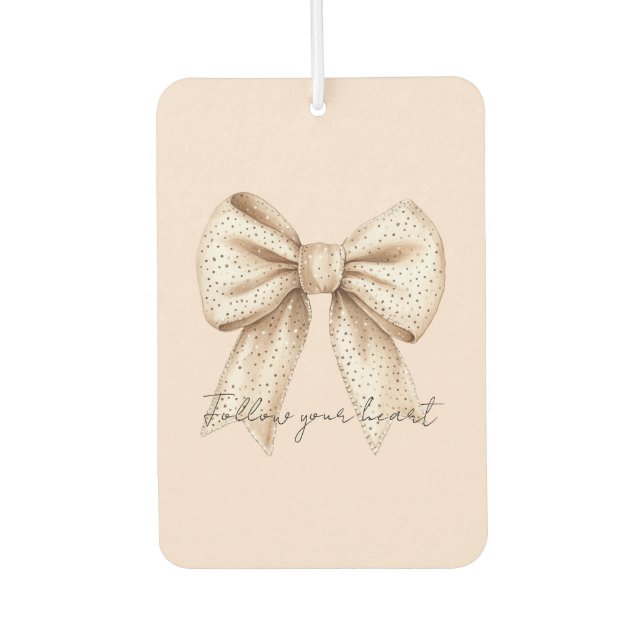 Peach Cream Bow Car Air Freshener (Front)