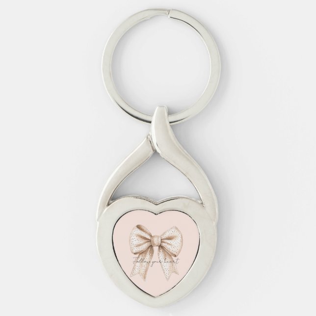 Peach Cream Bow Key Ring (Front)