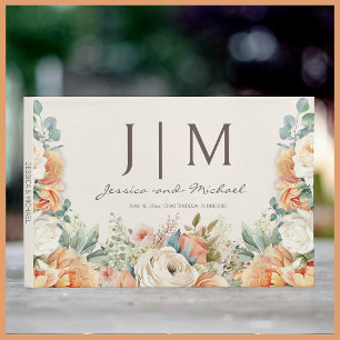 Peach Cream Floral Eucalyptus Wedding Guest Book