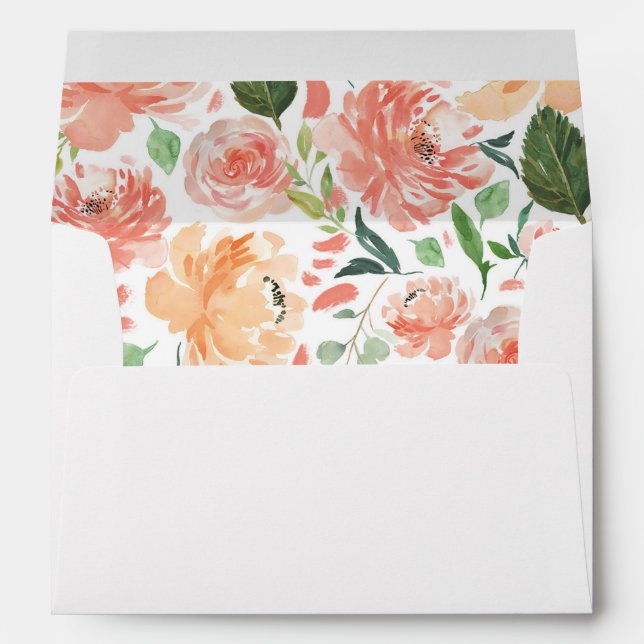 peach cream floral watercolor envelopes 5x7 card (Back (Bottom))