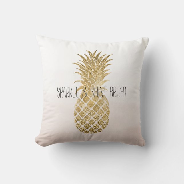 Peach Cream Glitter Glitzy Pineapple Sparkle      Cushion (Front)