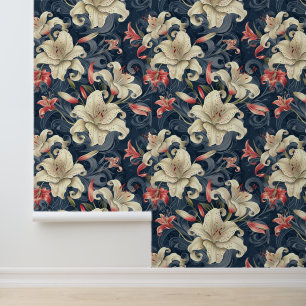 Peach & cream lily flower blossom wallpaper