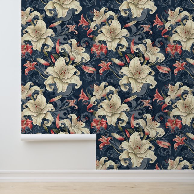 Peach & cream lily flower blossom wallpaper (Application)