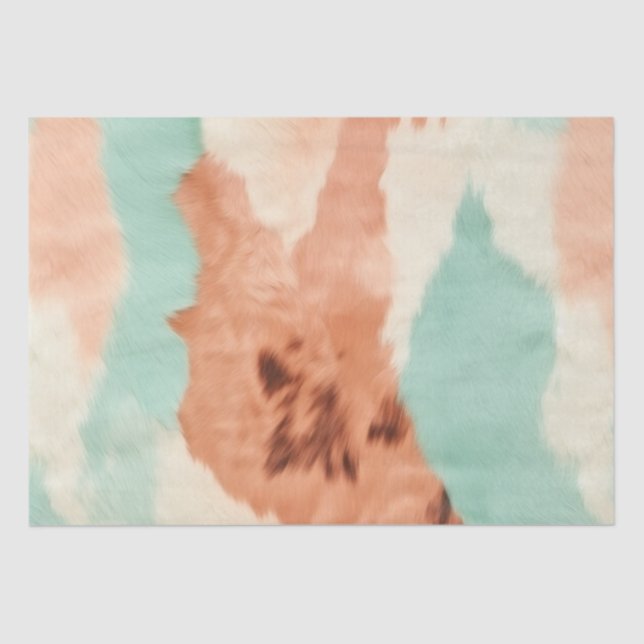 Peach Cream Mint Cowgirl Cowhide Tissue Paper (Front)