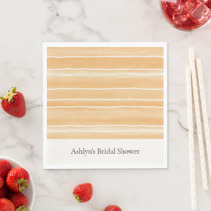 Peach Cream Stripes Bridal Shower Napkin