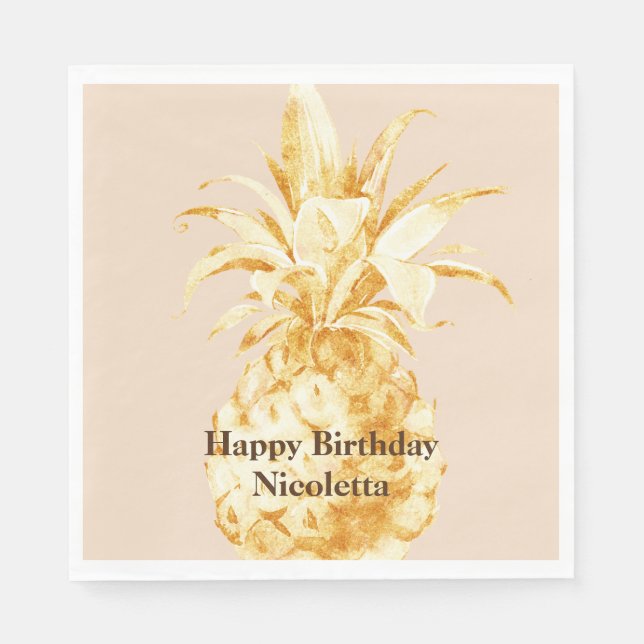 Peach Cream Yellow Gold Pineapple Confetti Napkin (Front)