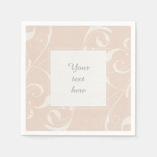 Peach & Creamy White Floral Swirl Elegant Wedding Napkin