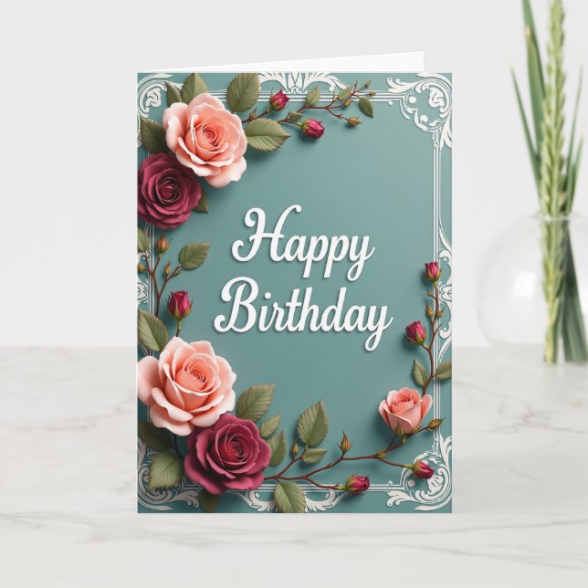 Peach Crimson Birthday Card (Front)