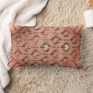 Peach Crochet Tiger Pattern Pillow Cover