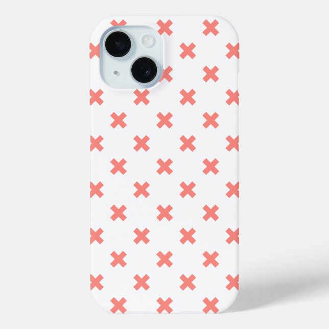 Peach cross stitches on white Case-Mate iPhone case (Back)