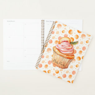 Peach Cupcake Whimsical Dots Planner