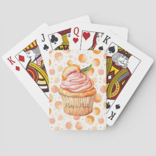 Peach Cupcake Whimsical Dots Playing Cards