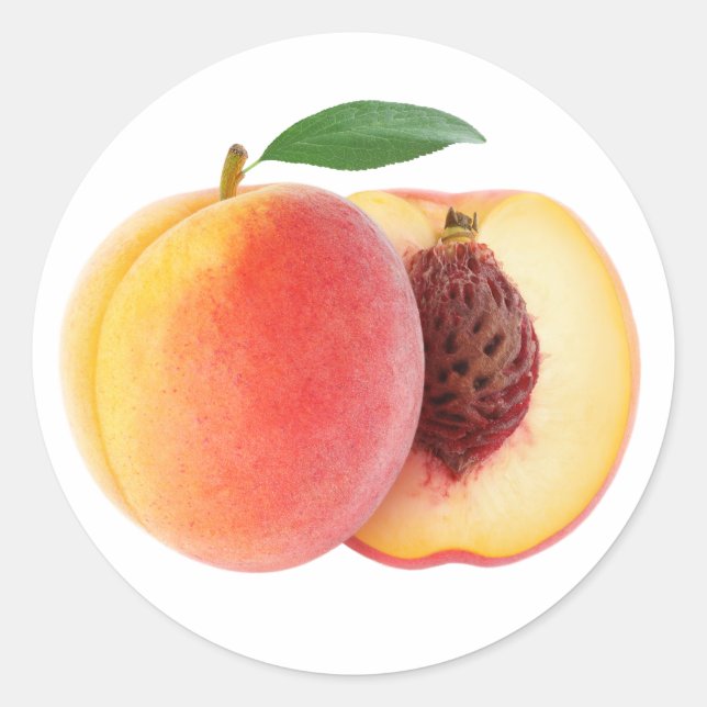 Peach cut in halves classic round sticker (Front)