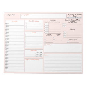 Peach Daily Planner 5 and 1 Food Journal Notepad