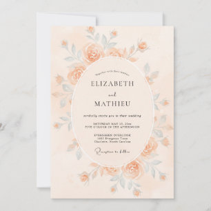 Peach Dainty Watercolor Wedding Invitation