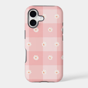 Peach Daisy Checkerboard