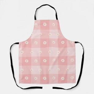 Peach Daisy Checkerboard Apron