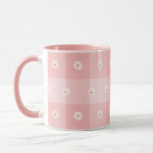 Peach Daisy Checkerboard Mug