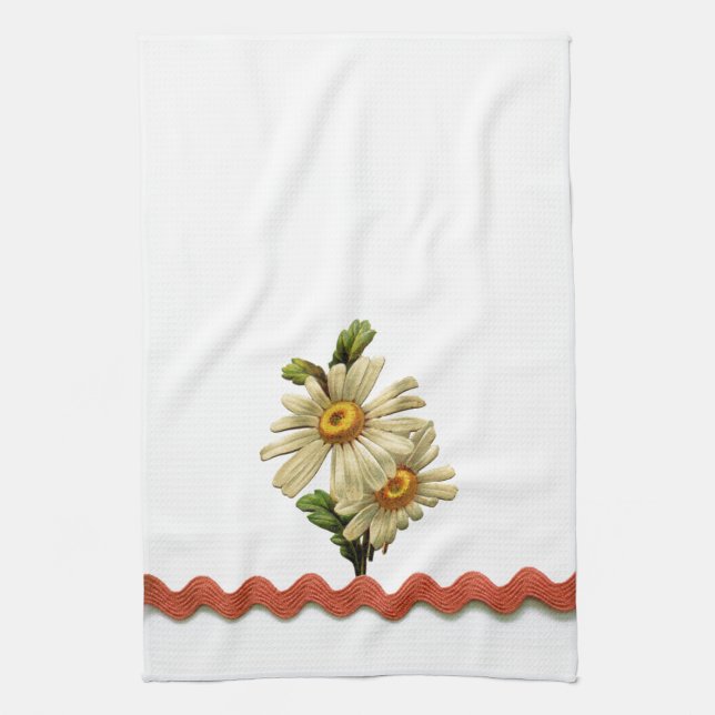 Peach Daisy Tea Towel (Vertical)