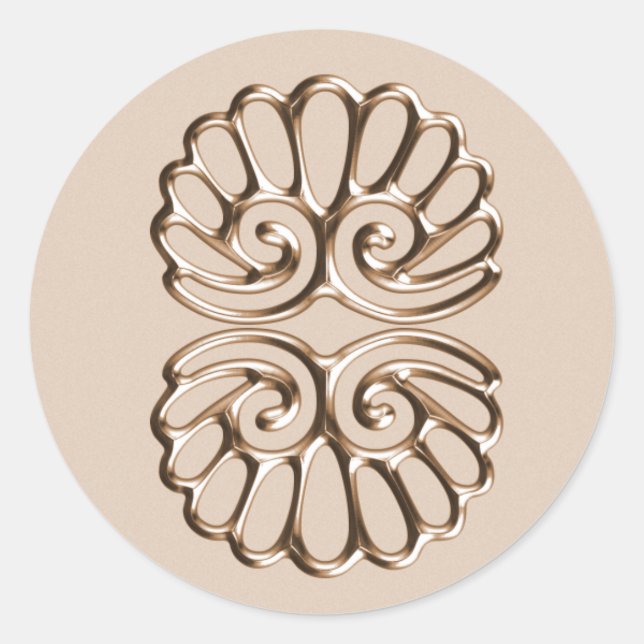 Peach Damask Wedding Classic Round Sticker (Front)