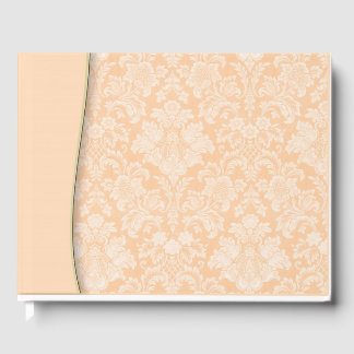 Peach Damask Wedding or Shower Guestbook Notebook