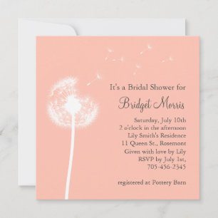 Peach Dandelion Bridal Shower Invitation