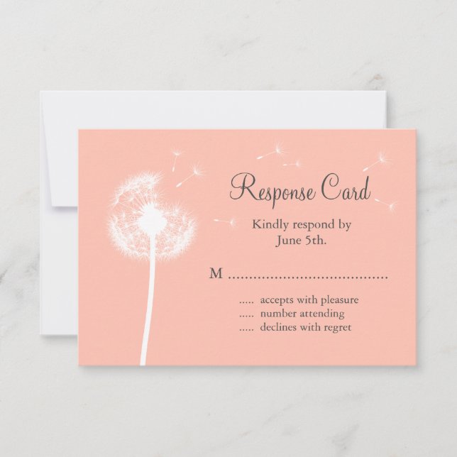 Peach Dandelion RSVP Card (Front)