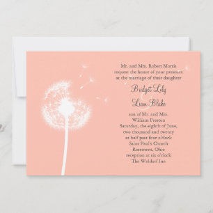 Peach Dandelion Wedding Invitation