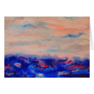 Peach Dark Blue Impressionist Horizon Watercolor