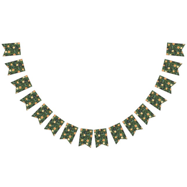 Peach Dark Grey Wedding Roses Floral Bunting (All)