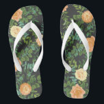 Peach Dark Grey Wedding Roses Floral Flip Flops<br><div class="desc">Beautiful modern floral peach roses on charcoal dark grey,  a pretty and elegant look for a sophisticated spring or summer garden wedding.</div>