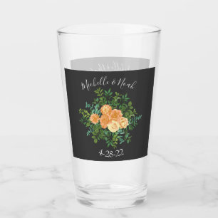Peach Dark Grey Wedding Roses Floral Glass
