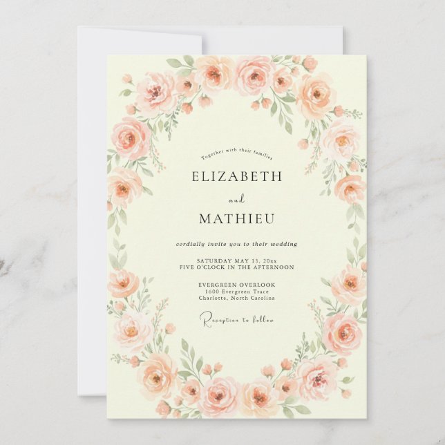 Peach Delicate Summer Wedding Invitation (Front)
