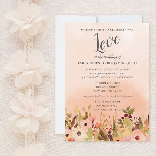Peach Delight Watercolor Garden Wedding Invitation (Creator Uploaded)
