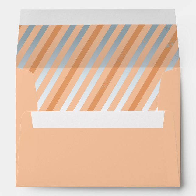 Peach Diagonal Stripes Christmas Envelope (Back (Bottom))
