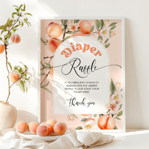 Peach diaper raffle baby shower poster
