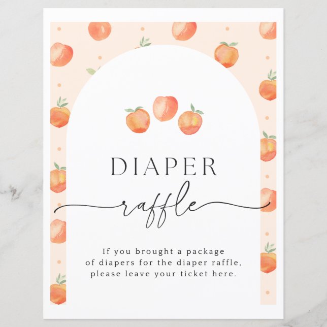 Peach Diaper Raffle Sign | Peach Baby Shower (Front)