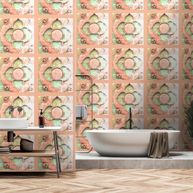Peach Distress Abstract Rhapsody Wallpaper (Bathroom)