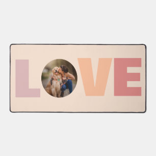 Peach Dog Photo Love Typography Desk Mat