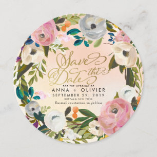 Peach Dream Garden Floral Save the Date Invitation