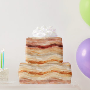 Peach Dusty Cream Waves Birthday Wrapping Paper