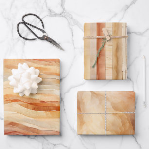 Peach Dusty Cream Waves Birthday Wrapping Paper Sheet
